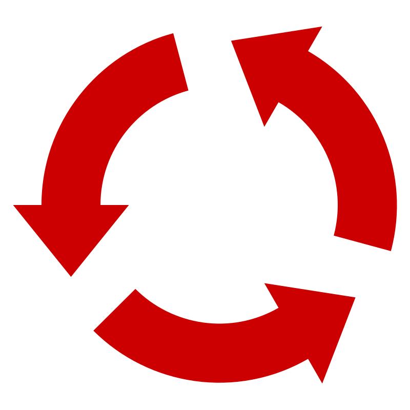 Red circular arrows indicating a refresh or recycle symbol.